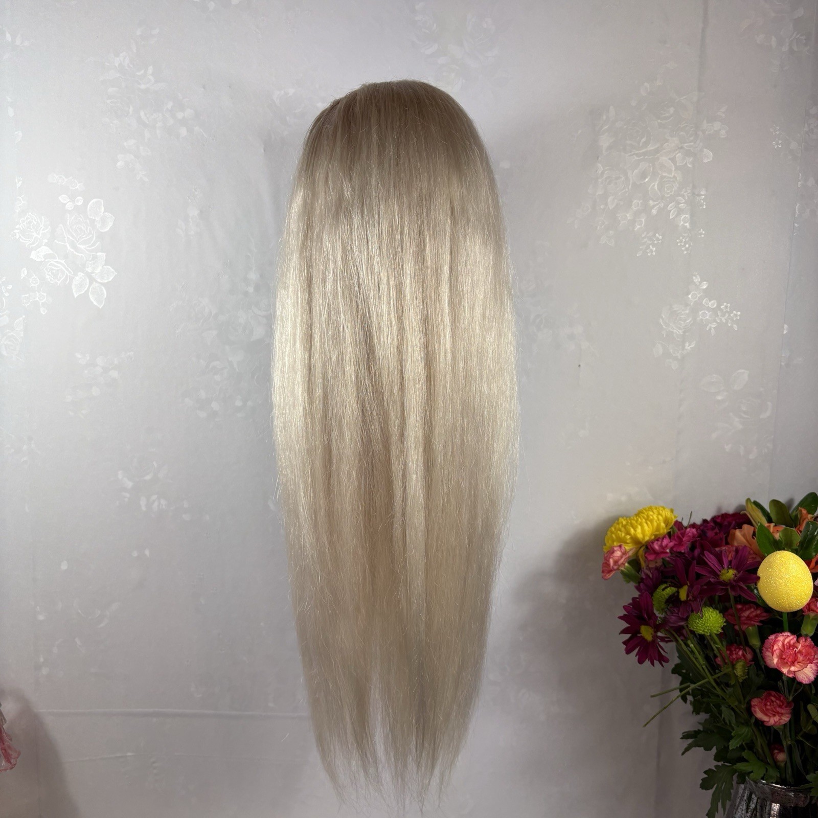 28” 100% BRAZILIAN Human hair Daily wear WIG! Lightest Platinum Ash blonde