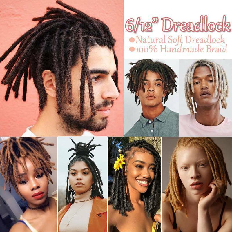 6″ 12″ Men’s Dreadlocks Crochet Braided Dreads Synthetic Hair Extensions Rough