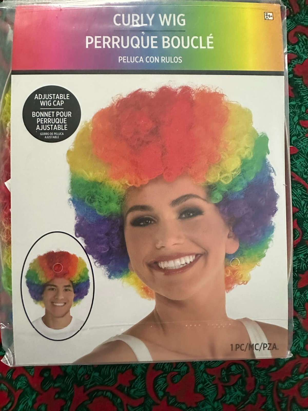 NEW IN PACKAGE CURLY RAINBOW PRIDE WIG UNISEX