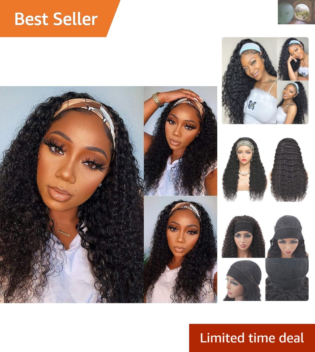 Luxurious 16 Inch Deep Wave Human Hair Headband Wig – Lightweight & Easy to Wear
