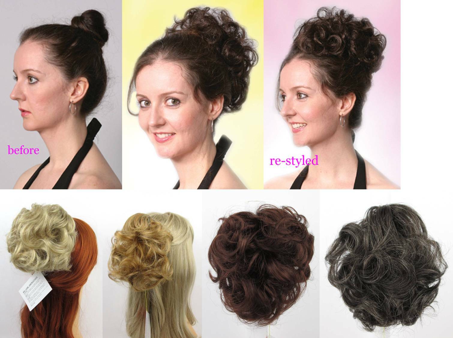 SHORT LOOSE CURLS CURLY HAIR HAIRPIECE PONYTAIL MESSY BUN HAIRDO CLAW CLIP