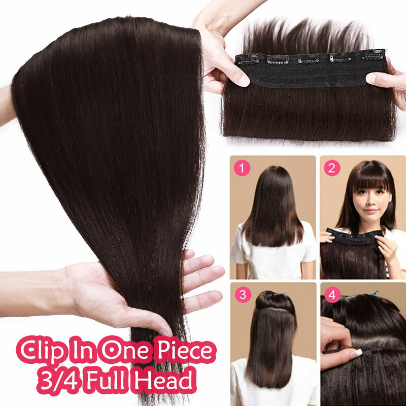 Thick Long Ombre One Piece 3/4 Full Head Clip In HUMAN REAL REMY Hair Extensions
