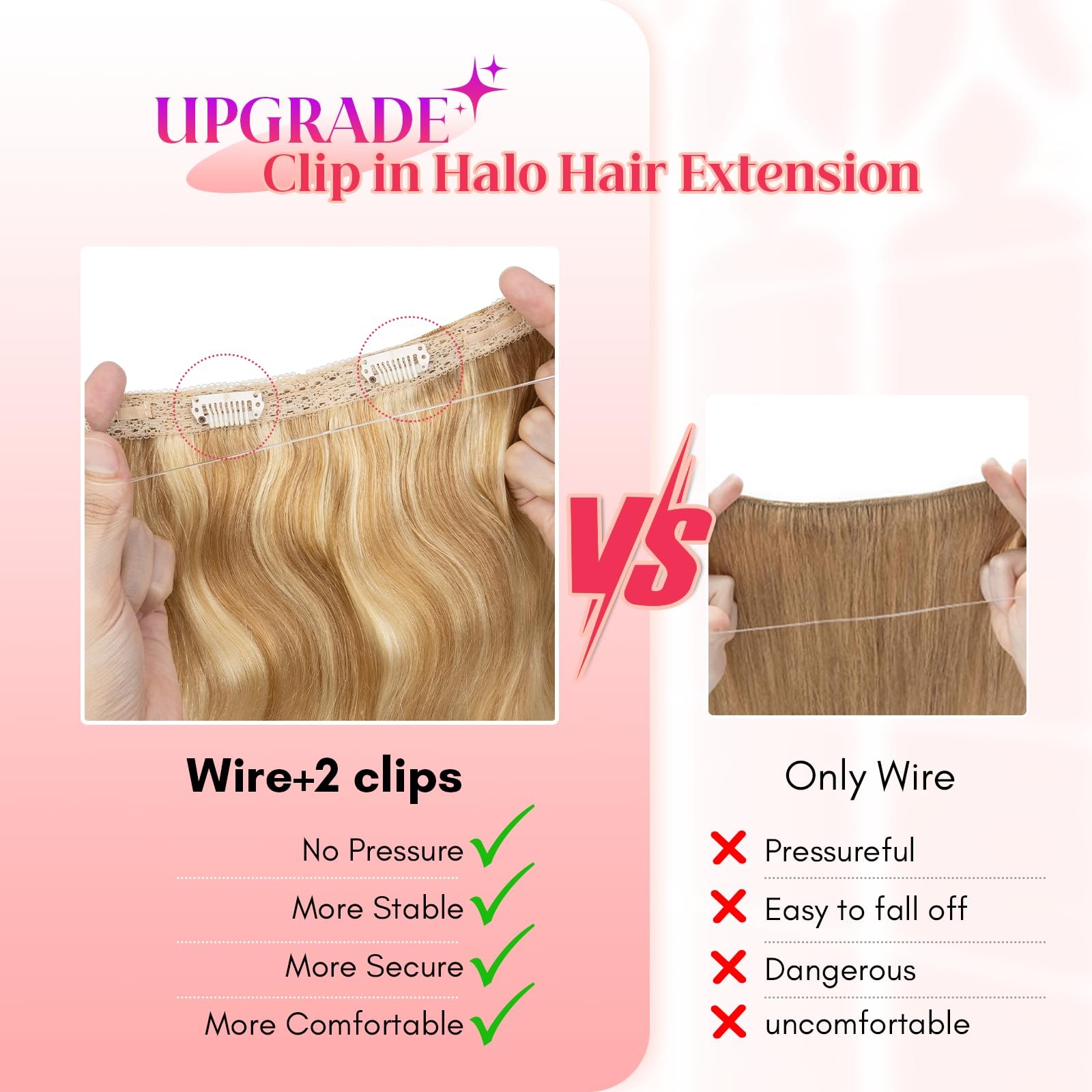 Rich Choices Halo Hair Extensions Real Human Hair Wave Wire In Hair Extensions