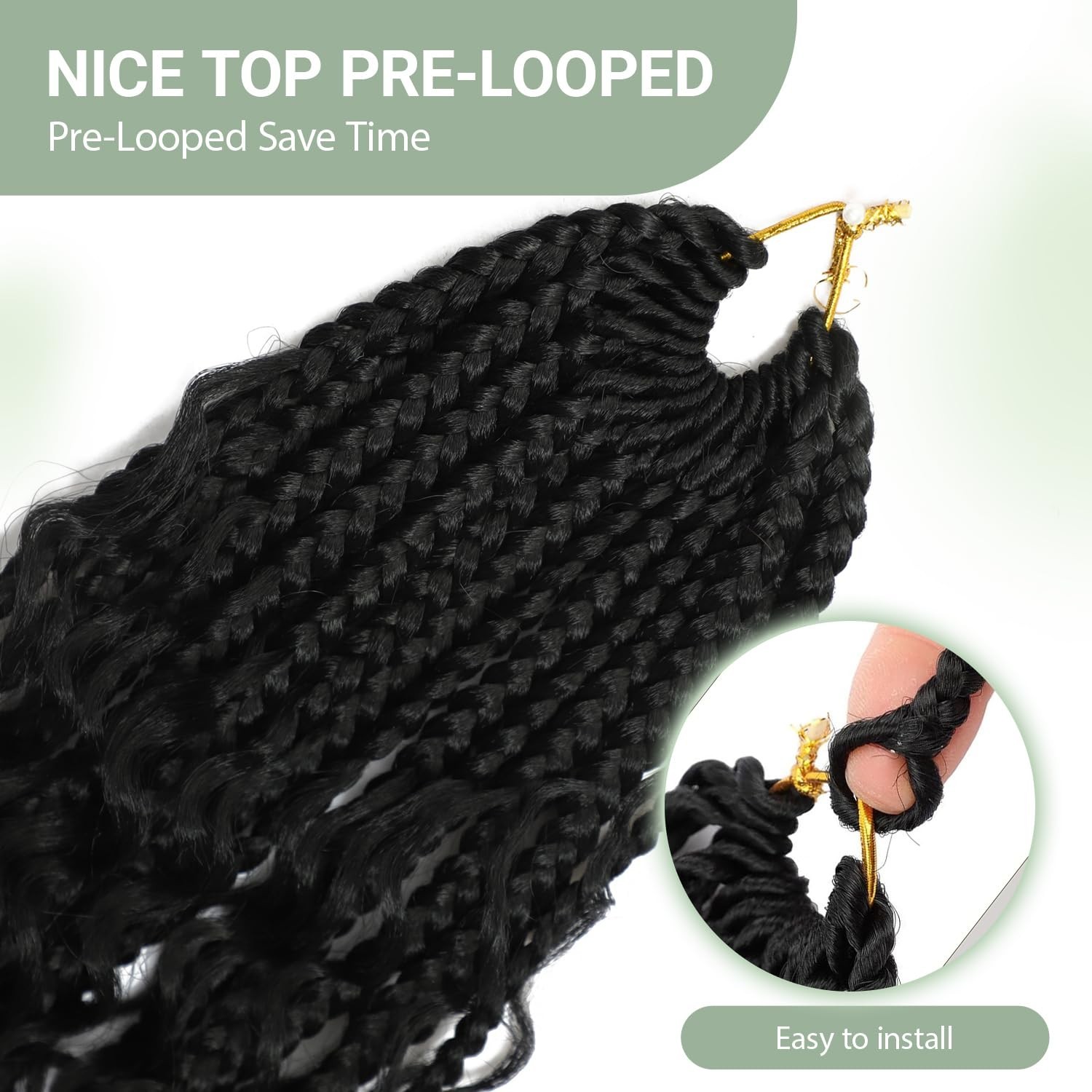 12 Inch Goddess Box Braids Crochet Hair 8 Packs Pre-Looped Bohemian Braiding Hai