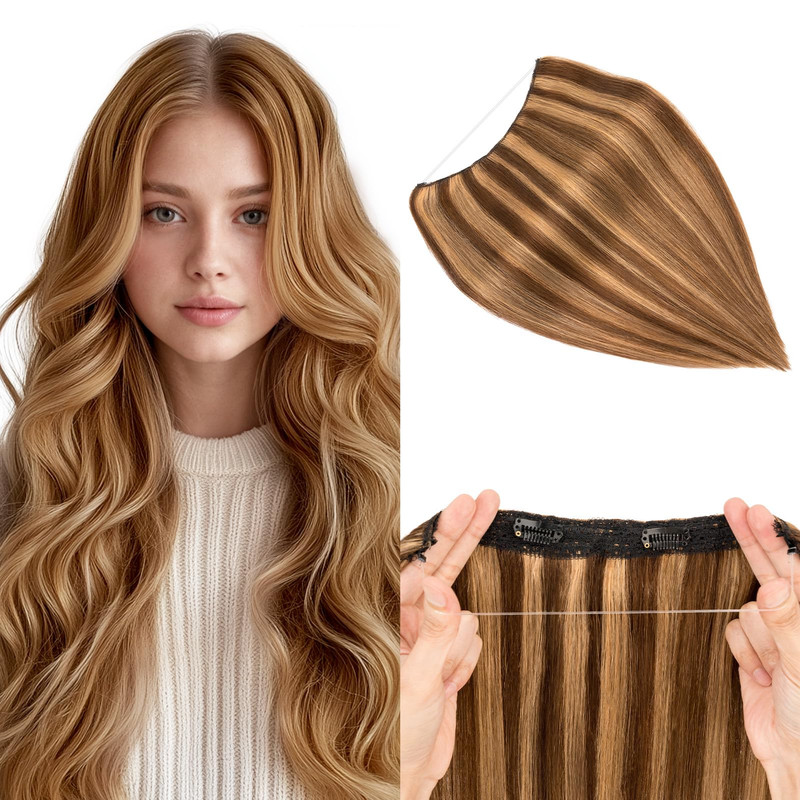 Halo Hair Extensions Real Human Hair My-Lady Adjustable Halo Extensions Real