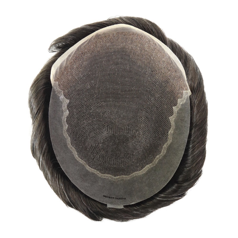 Toupee for Men Human Hair Systems French Lace Unit Durable Hair Pieces Q6#1B10