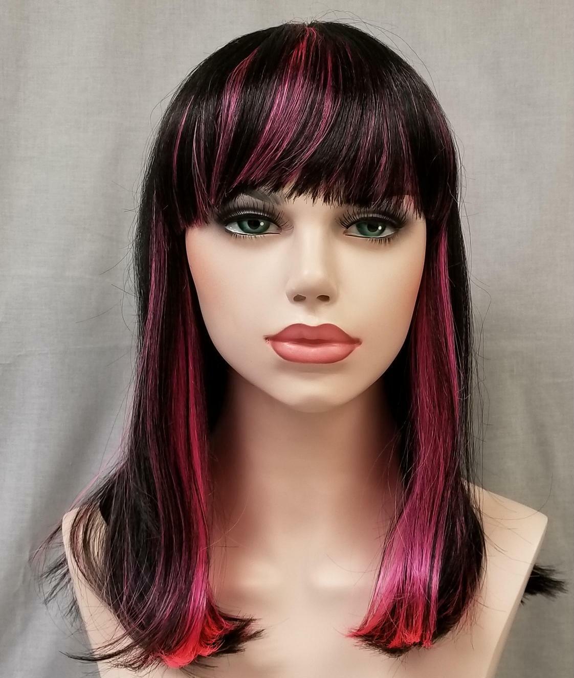 WOMENS 20″ LONG STRAIGHT HAIR CLEOPATRA STYLE WIG W/ BANGS SKIN TOP KAPUKI