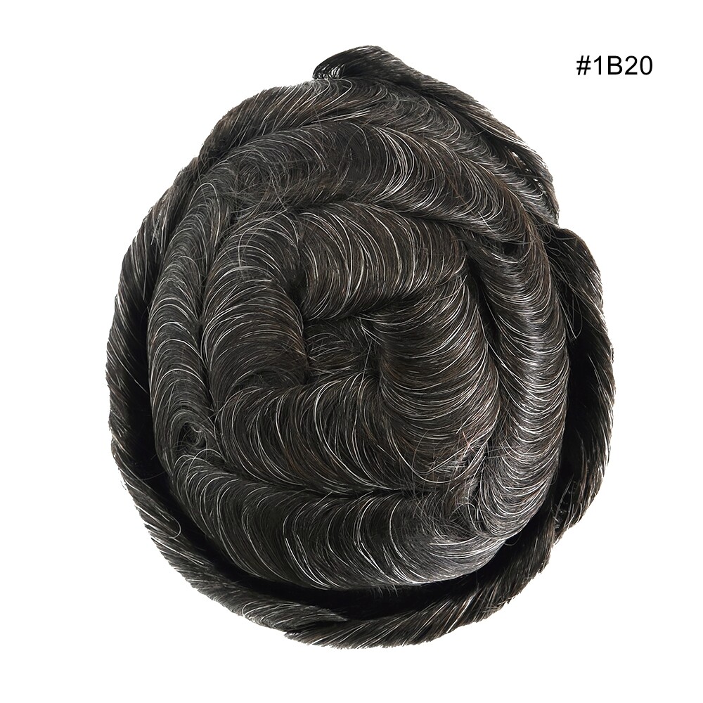 男式发饰人体头发替换系统精细单色 Toupee 经济运输-
