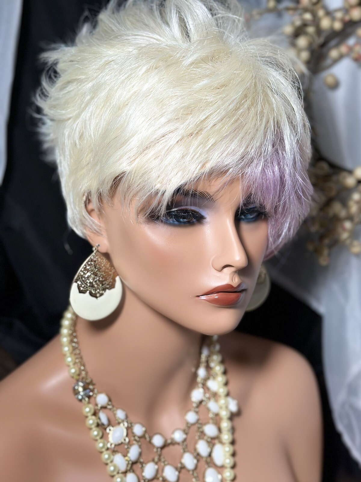 HOT PIXIE MIX Platinum & Pink Shade With Angular Spikey Tips, unique WIG💋