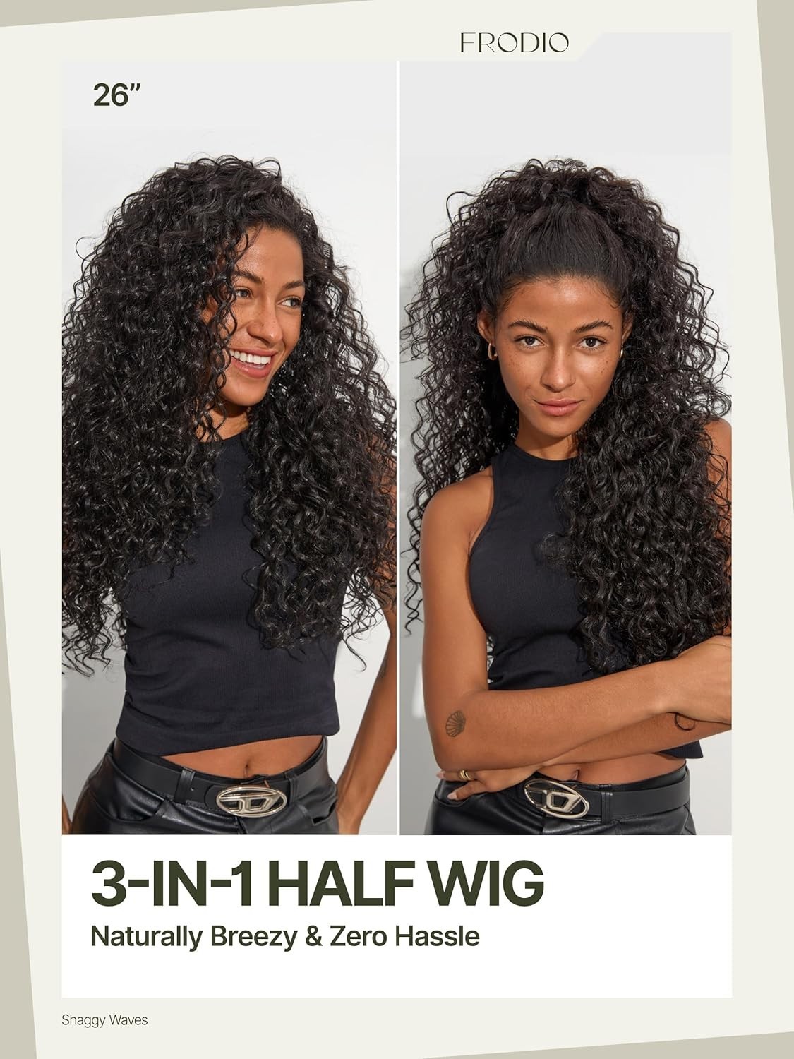 Curly Glueless Half Wig 26 inch Veralux™ Synthetic Fiber & Human Hair Blend