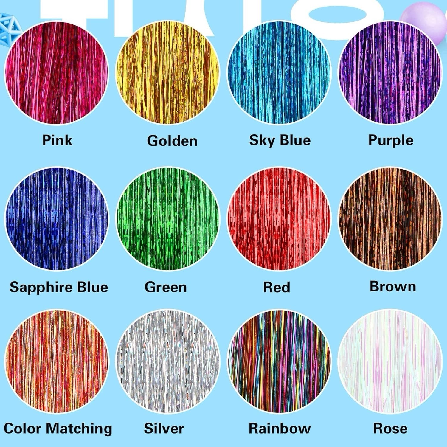 47 Inches Tinsel Hair Extension With Tool 12 Colors 2400 Strands Hair Extension