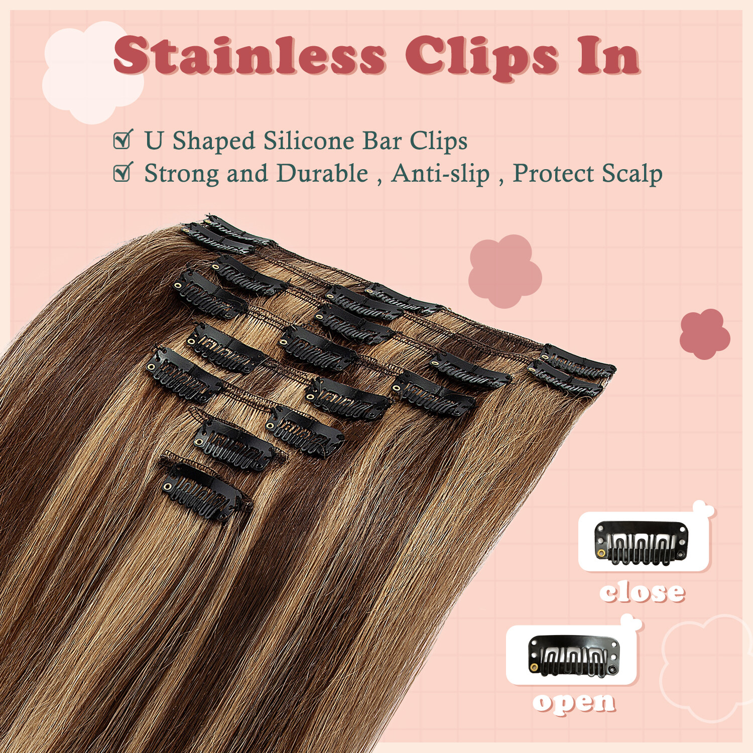 CLEARANCE Clip in Human Hair Extensions 8PCS Full Head 100%Real Remy Hair Blonde