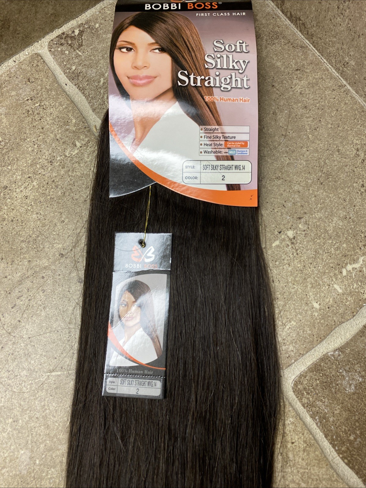 Bobbi Boss 14” Soft Silky Straight 100% Human Hair Weaving Color 2 Dark Brown