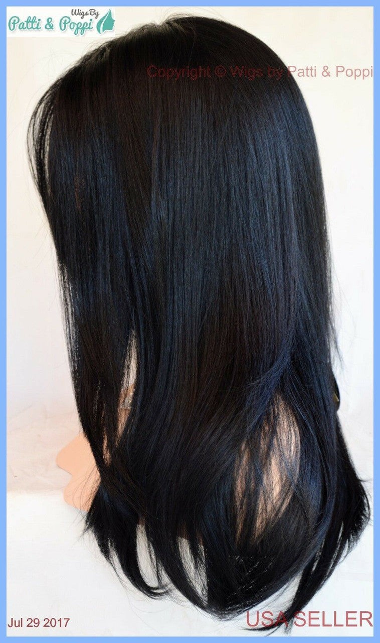 Swiss Lace Front Wig by Sepia 4X4 Silk Top Heat Safe Long Thick Color #1 1237