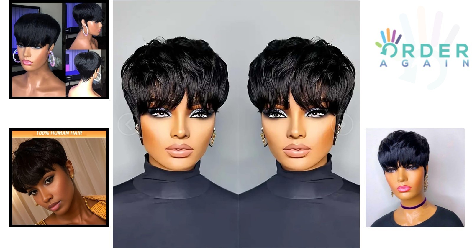 Human Hair Pixie Wig Short Layered G-Free for Black Women 100% Virgin