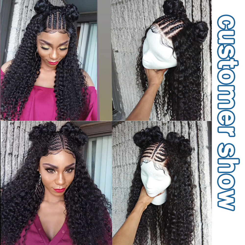 UNice Cambodian Kinky Curly Human Hair Extension Bundles with Lace Closure Weave