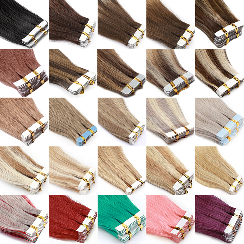 Thick 150G+ Tape In Remy Human Hair Extensions Full Head Skin Weft Silky Hair