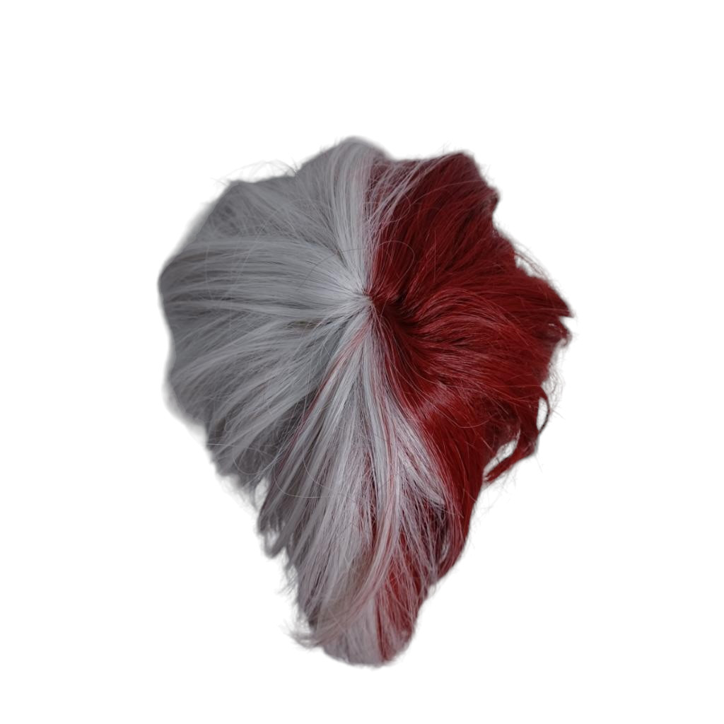 Anogol Hair Cap Short Red Cosplay Wig Silver White Ombre Wigs Synthetic Hair
