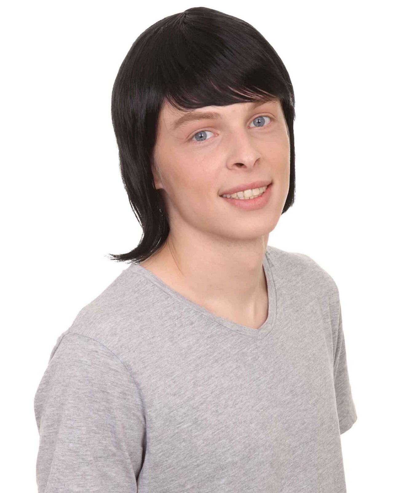 60’s Mod Men Wig | Black Vintage Wig | Premium Breathable Capless Cap HM-228