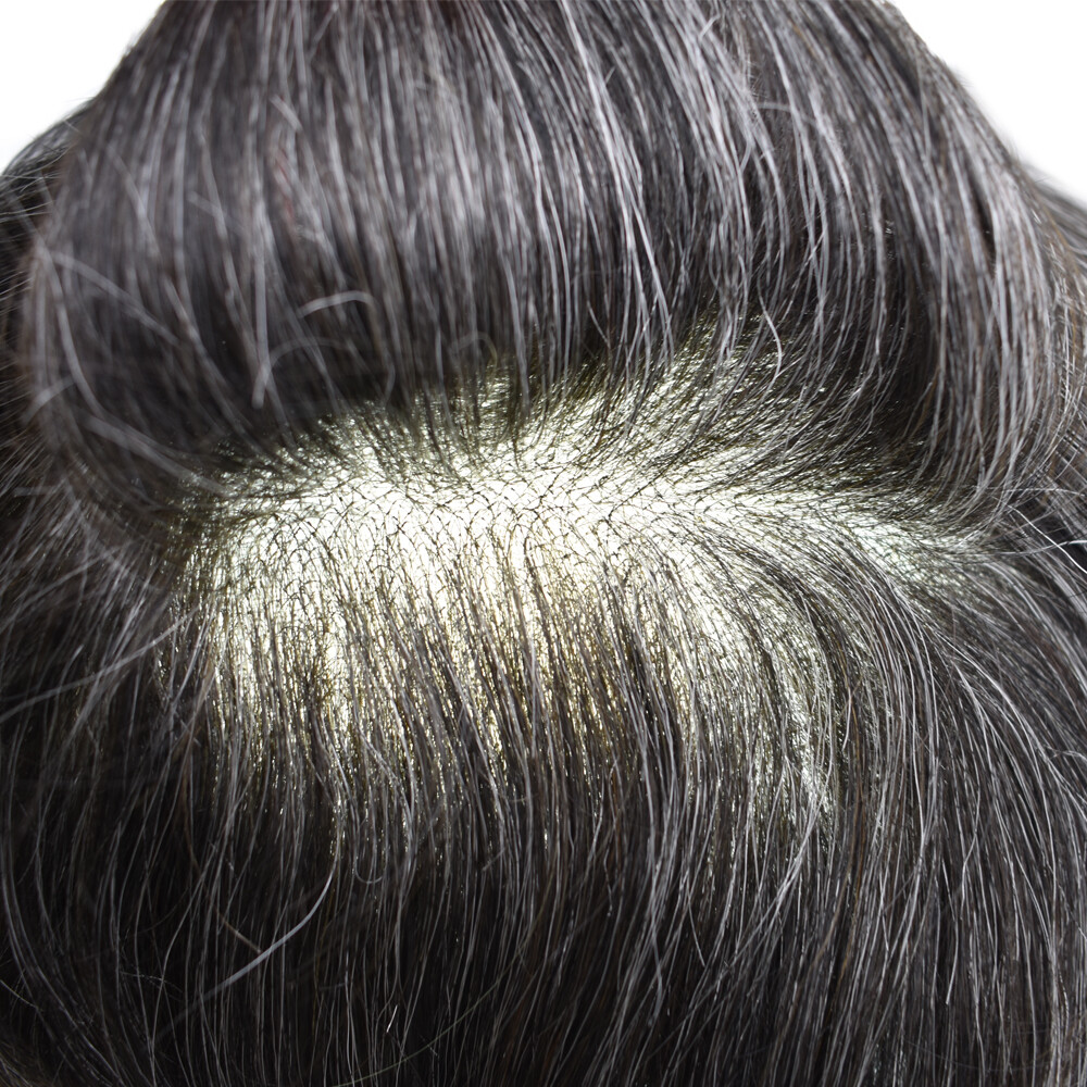 Mens Toupee Hairpiece Swiss Welded Mono Lace Wig for Men Hair System Replacement
