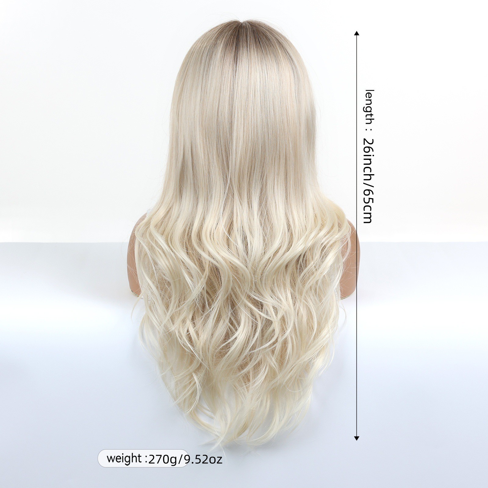 26″ Brown to Gold Ombre Wavy Wig Heat Resistant Synthetic Cosplay Party Wedding