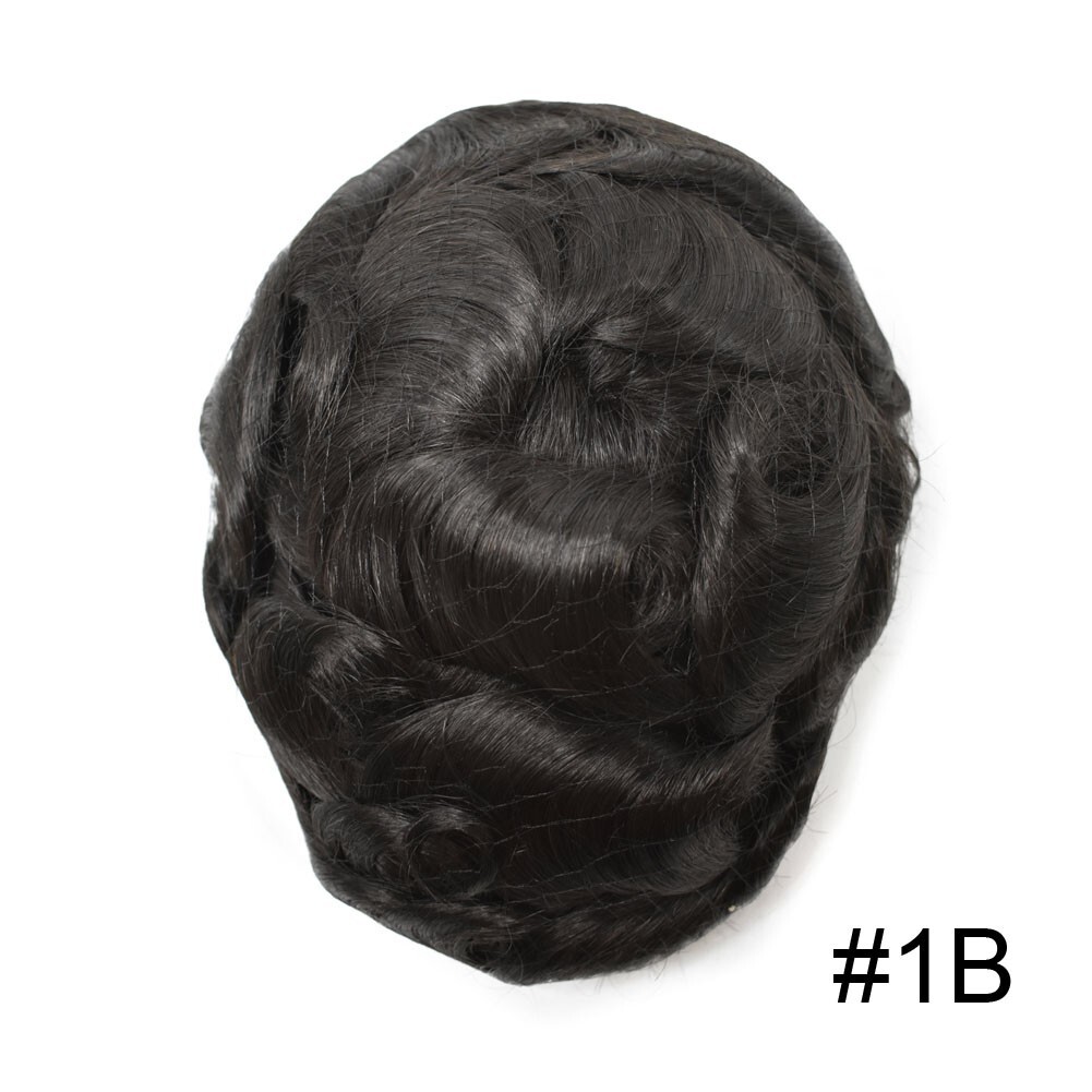 Mens Toupee 100% Human Hair piece Fine Mono Poly Skin Around Wig for Men TS-1