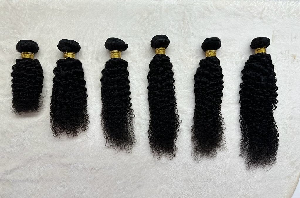 Natural Black Curly Brazilian Virgin Human Hair 8″- 22″