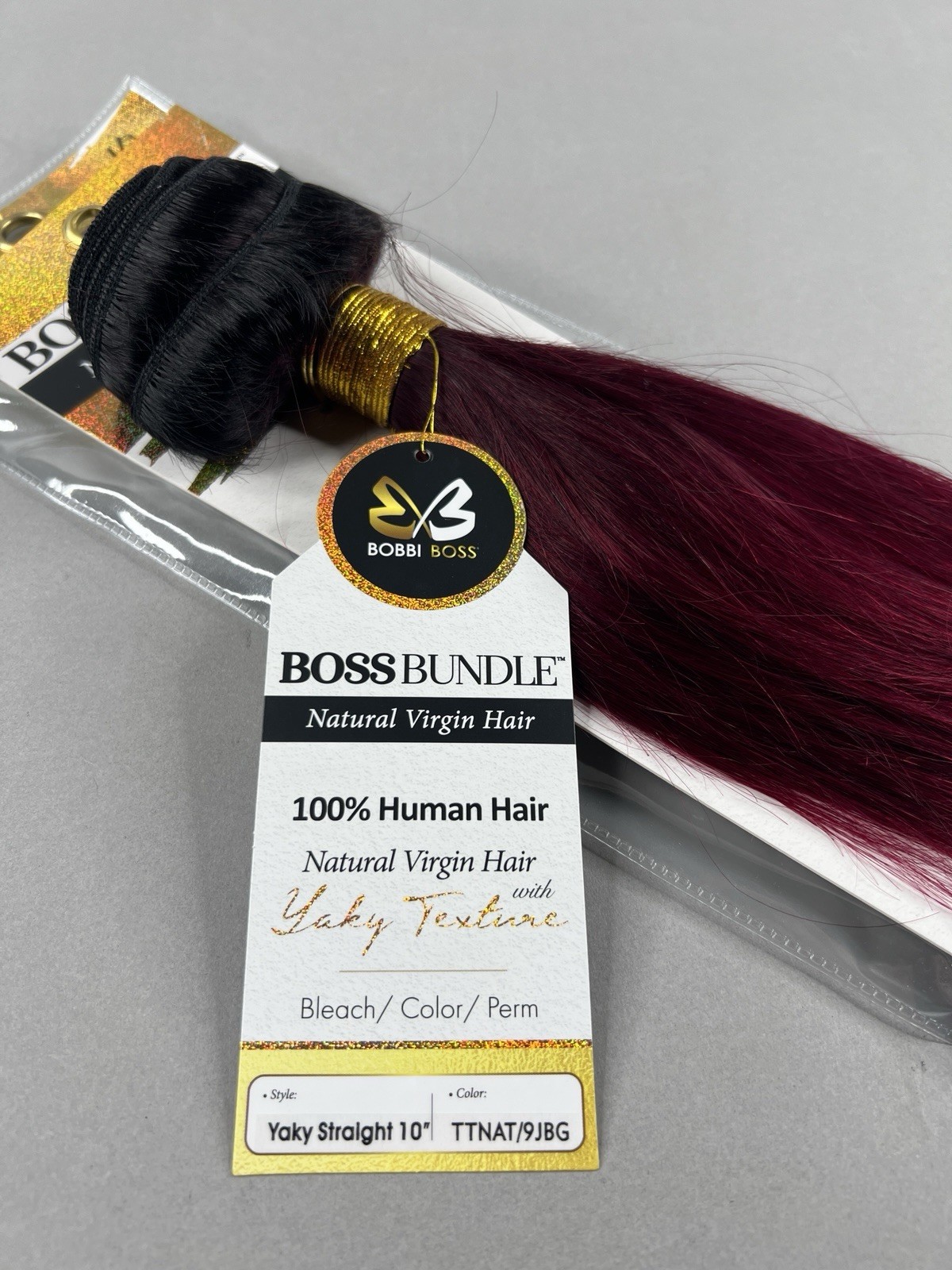 10” Boss Bundles TTNat/9JBG Burgundy Ombre Straight 100% Human Hair Extensions