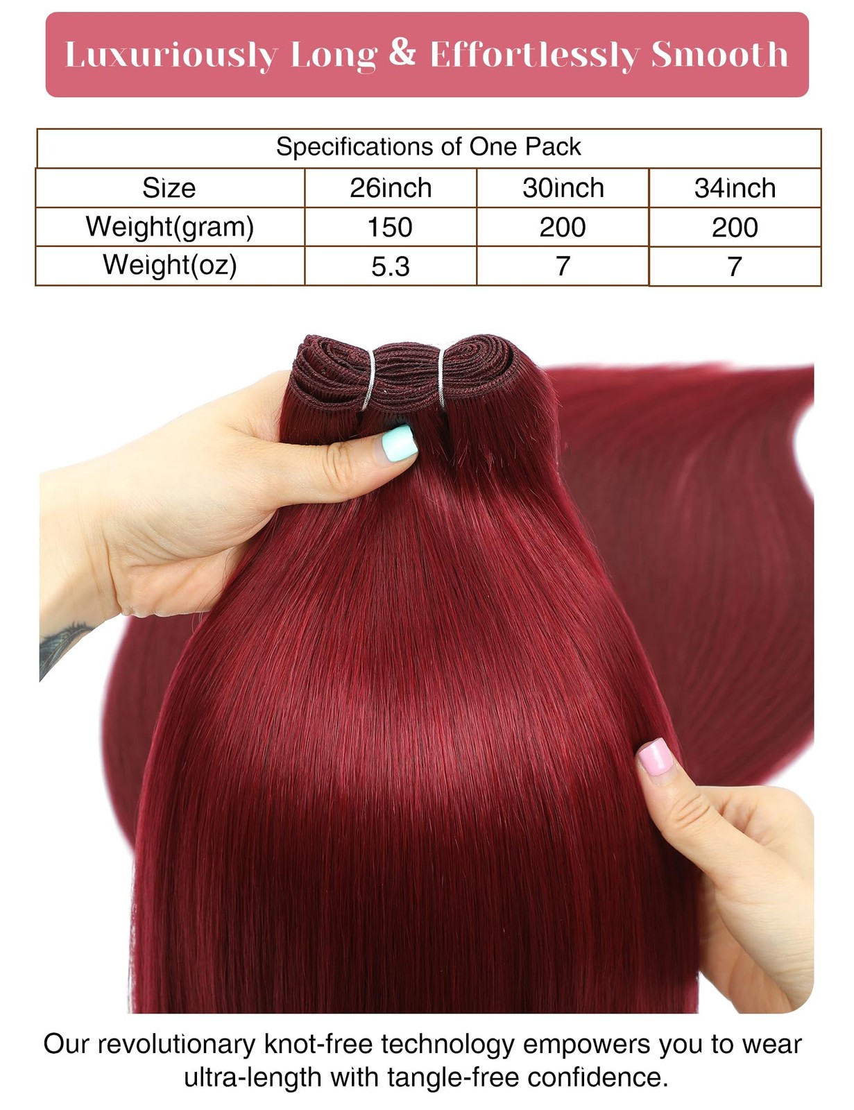 26 Inch Burgundy Hair Extensions Weft 150g Sew in Bundles Synthetic Straight …