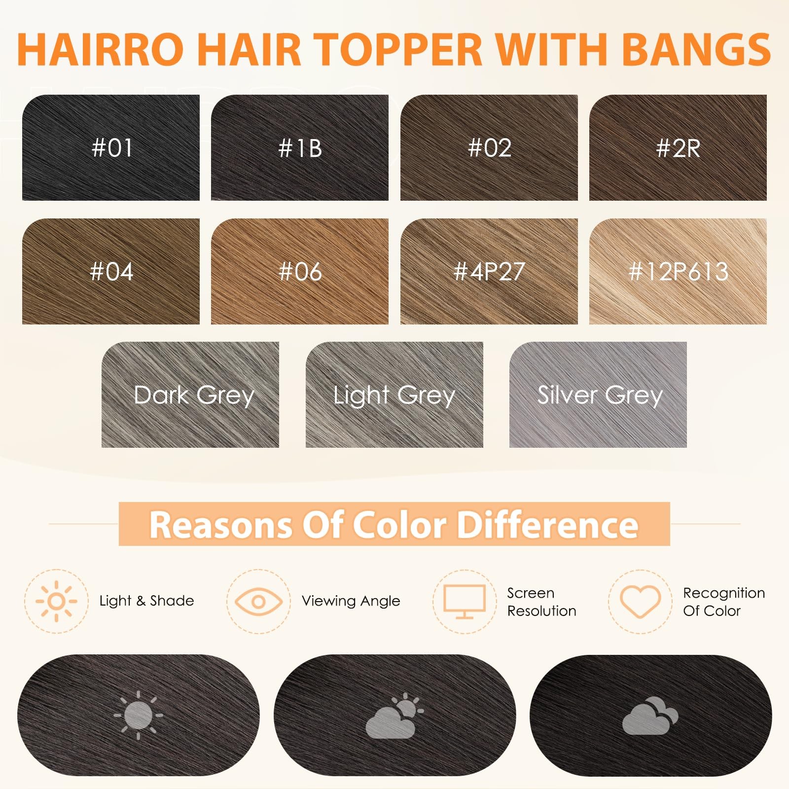 Hairro Human Hair Toppers For Women Wispy Air Bangs 3D Cover Remy Top Hair
