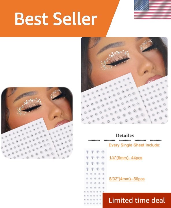 172 Self-Adhesive Rhinestones for Face & Hair – Perfect for Prom Glam