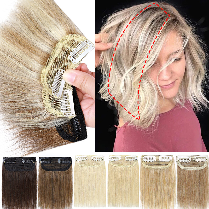 Blonde 100% Real Remy Human Hair Extensions Clip In Short Hair Piece Mini Pads T