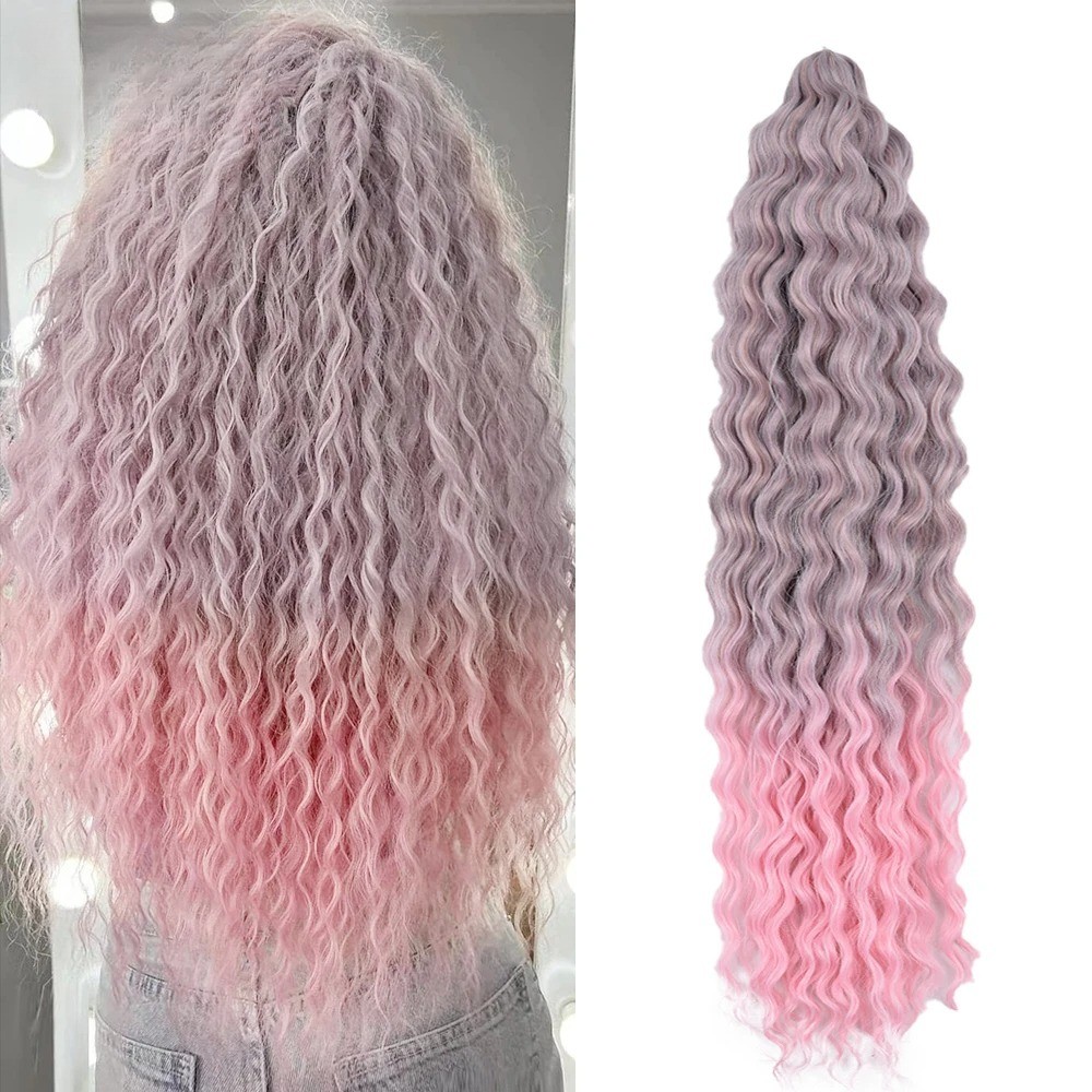 22Inch Ombre Blonde Ariel Curl Water Wave Synthetic Braiding Hair Extensions
