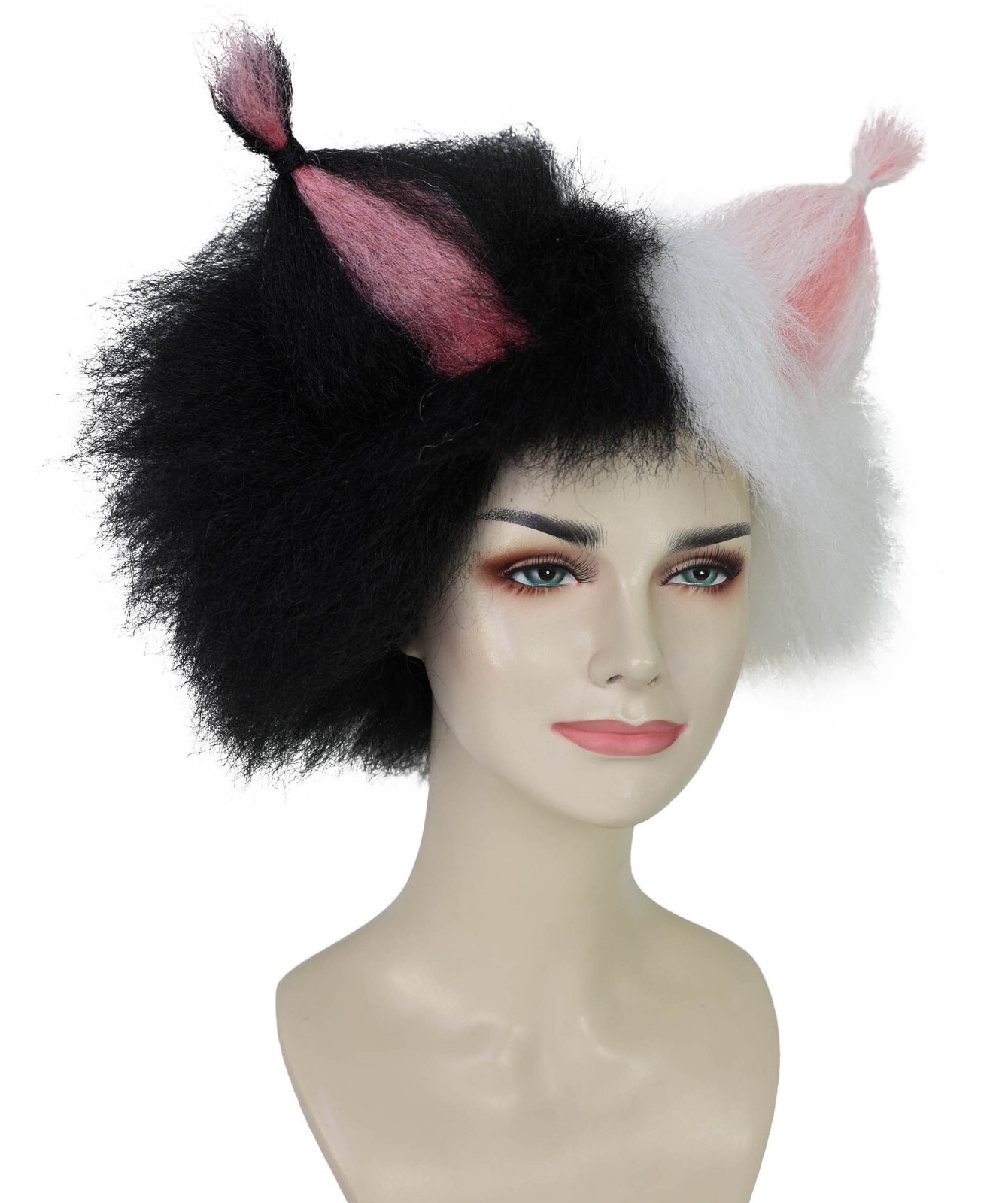 Victoria, Multiple Fluffy Cat Women Wig with Pink Ears, Breathable Capless Cap