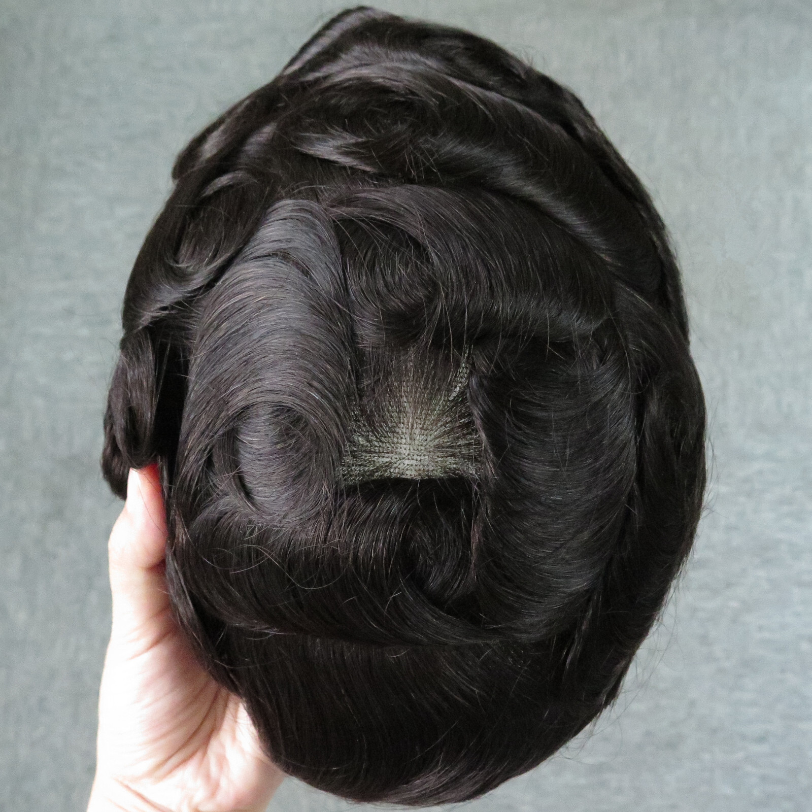Natural Hairline Full French Lace Toupee Hair Replacement System Hairpiece #1B