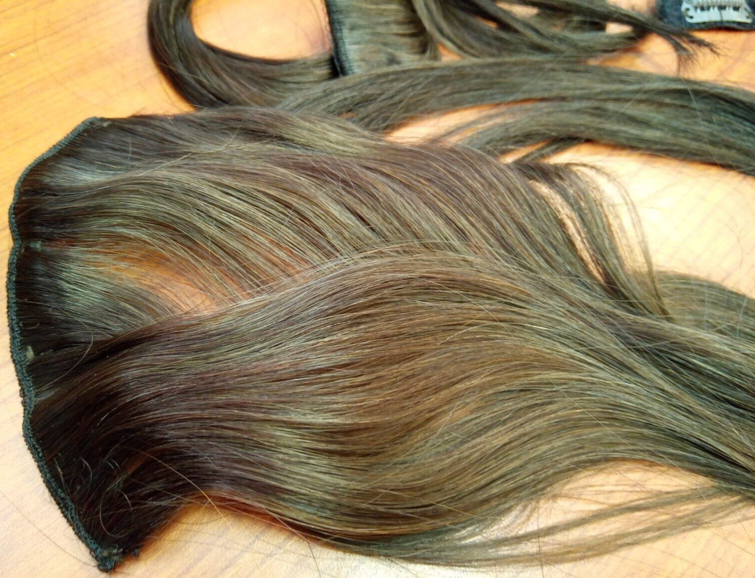 7pcs Clip in Hair Extensions Human Hair Extensions Dark Brown w/Chestnut 20″