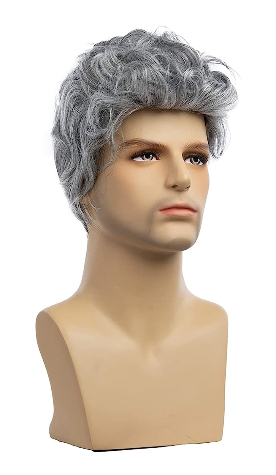 Mens Grey Wig Short Curly Grey Wig Synthetic Heat Resistant Costumes Natural …