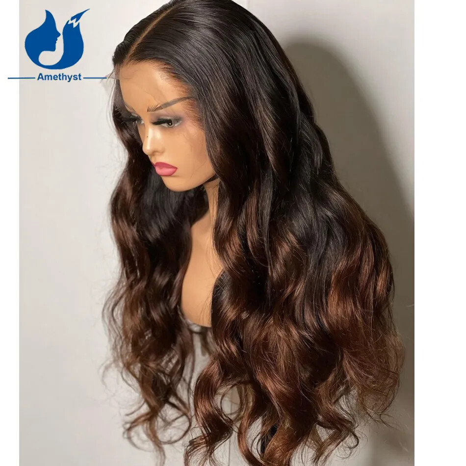 Chocolate Brown Ombre 13X4 Lace Front Human Hair Wigs For Black Women Body Wave