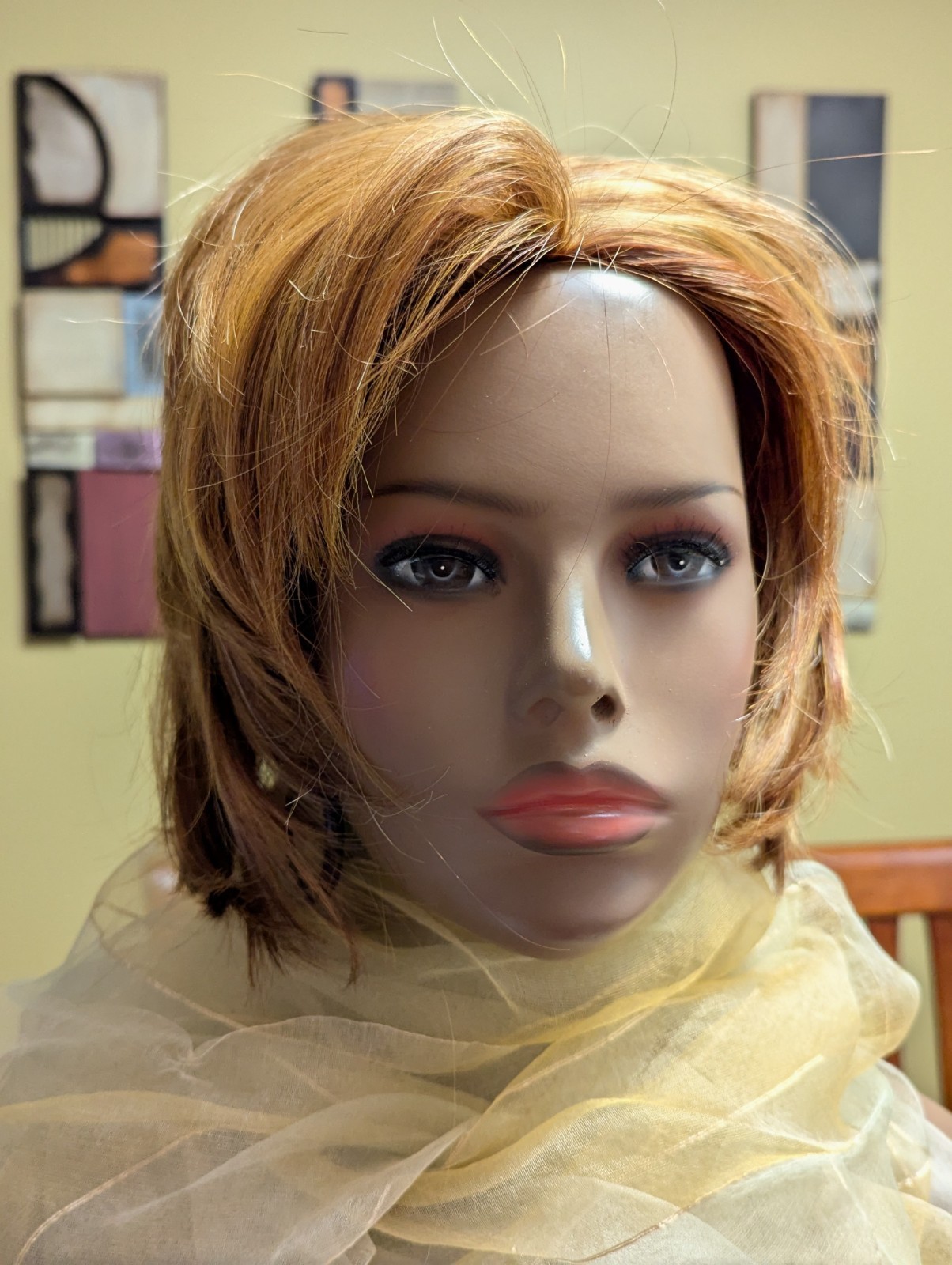 3/4 Synthetic Layer Straight Wig Color Red Copper Blonde 27C/29 Fringe Face Cut