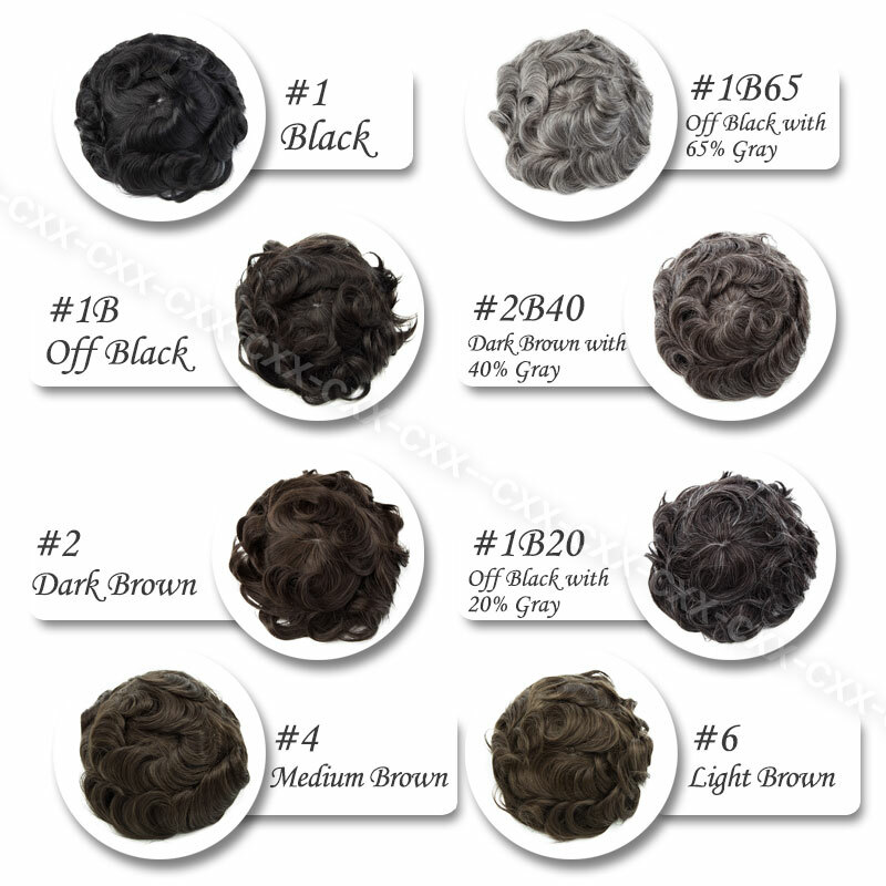 Mens Hair Replacement System Full Lace Poly Thin Skin Toupee Human Hair Piece PU