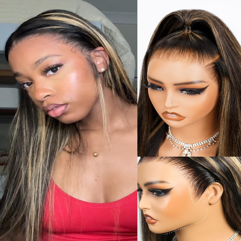 Megalook Hair Glueless 13X6 Lace Front Wigs Human Hair Pre Plucked Pre Cut 220