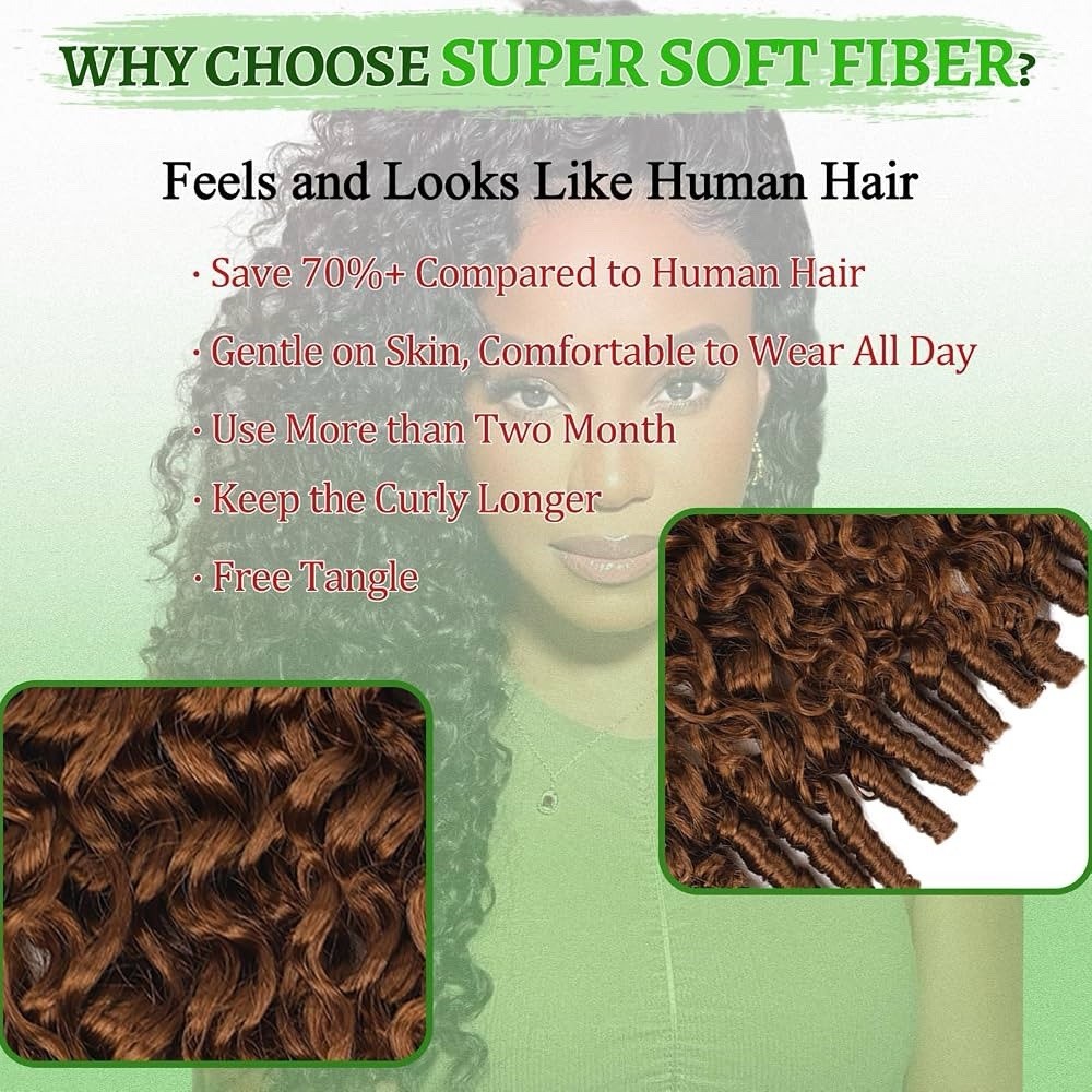 8 Packs Burmese Curly Crochet Hair 18 Inch Bohemian Knotless Pre-Separated #30