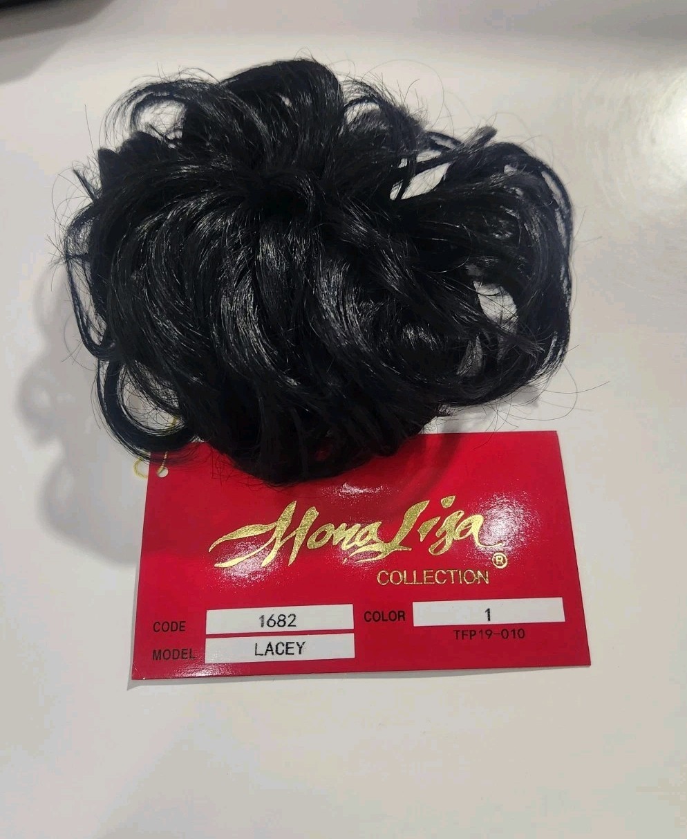 3.5″ Curly Scrunchie Ponytail Synthetic 1 Black Messy Bun