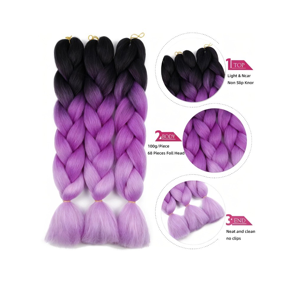 4Pcs 24″ Colored Braiding Hair Extensions +24Pcs Multi-color Hair Rope for Women