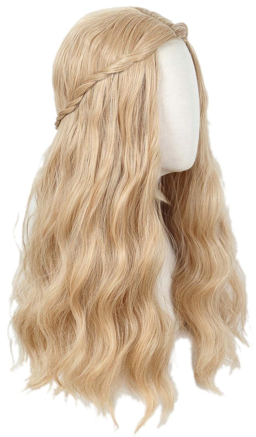 Elegant Long Blonde Wavy Wig with Adjustable Straps – Women’s Costume Essential