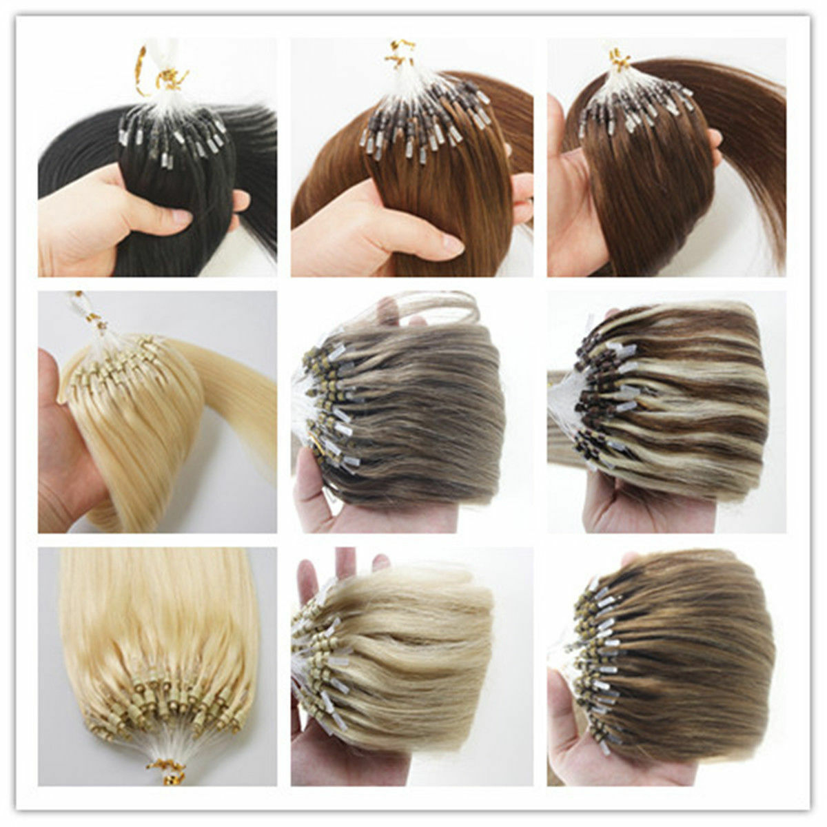 Micro Ring Loop Human Hair Extensions Microbeads Link Remy Hair Double Drawn 1g