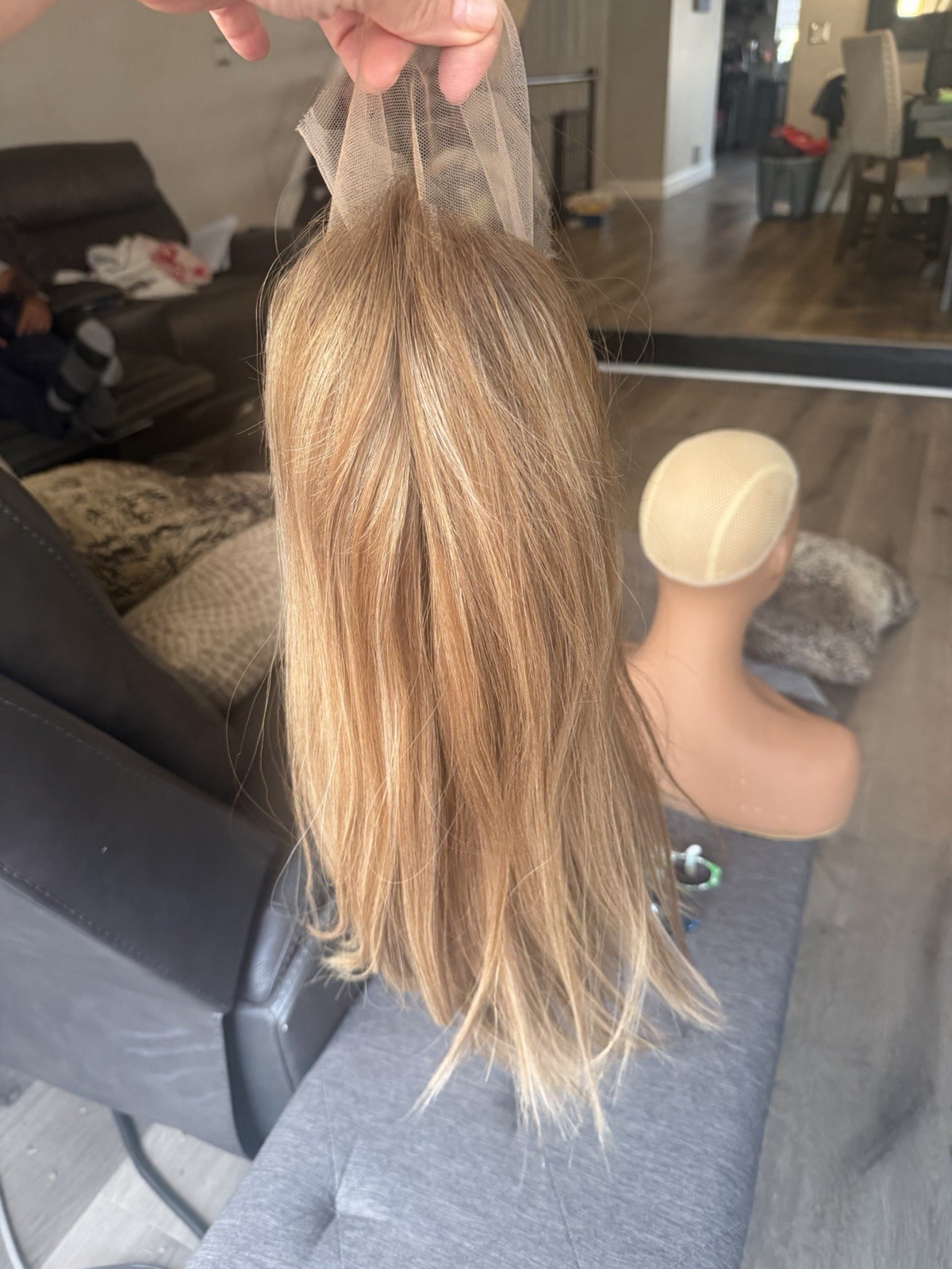 human hair lace Top European Hand tied Wig 18 Inches Size Small
