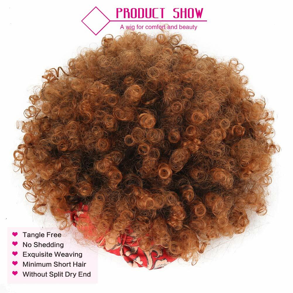 Ombre Brown Kinky Curly Headband Wigs for Black Women Short Afro Synthetic Wig