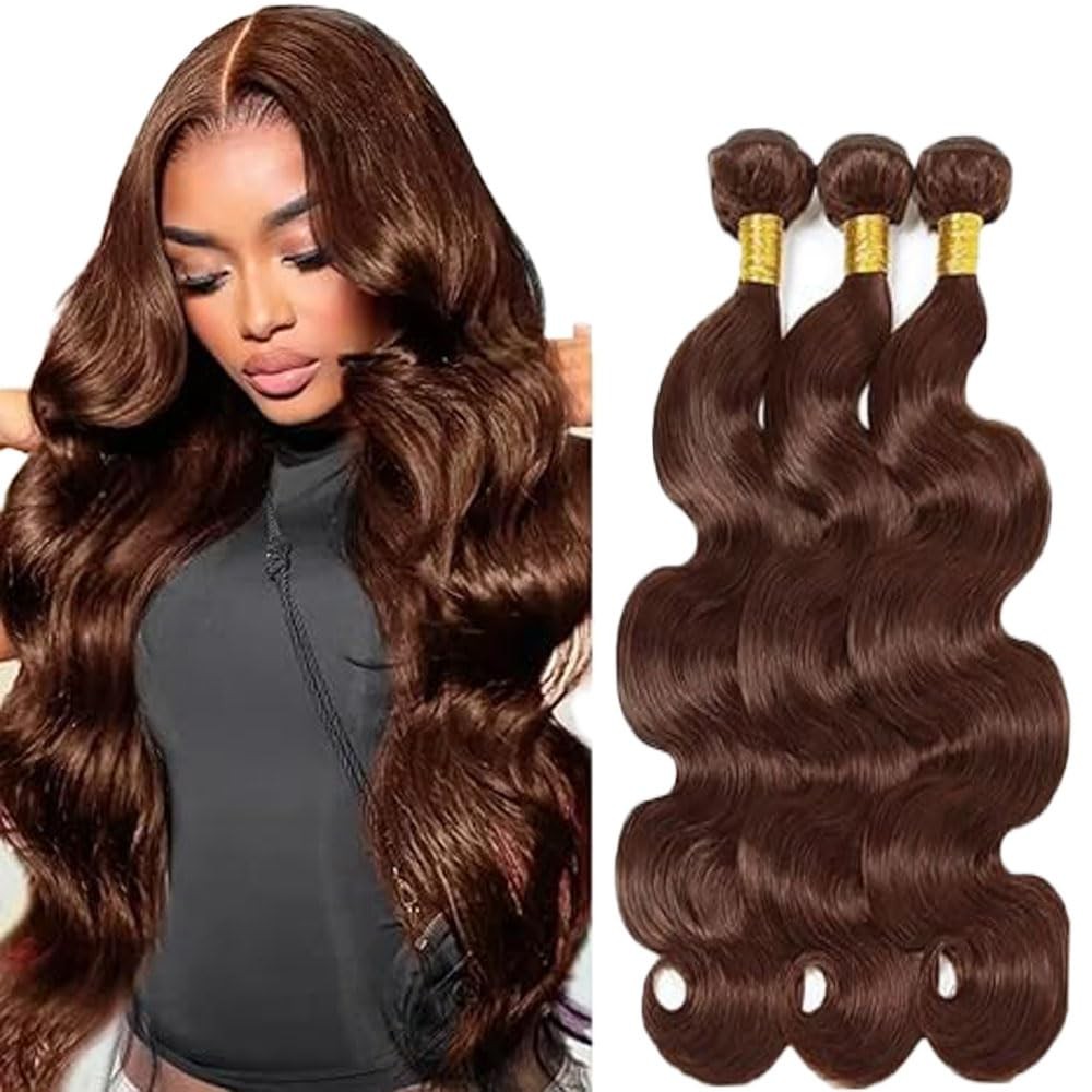 Bafamiya Chocolate Brown Human Hair Bundles Body Wave 20 22 24 Inch Color 4