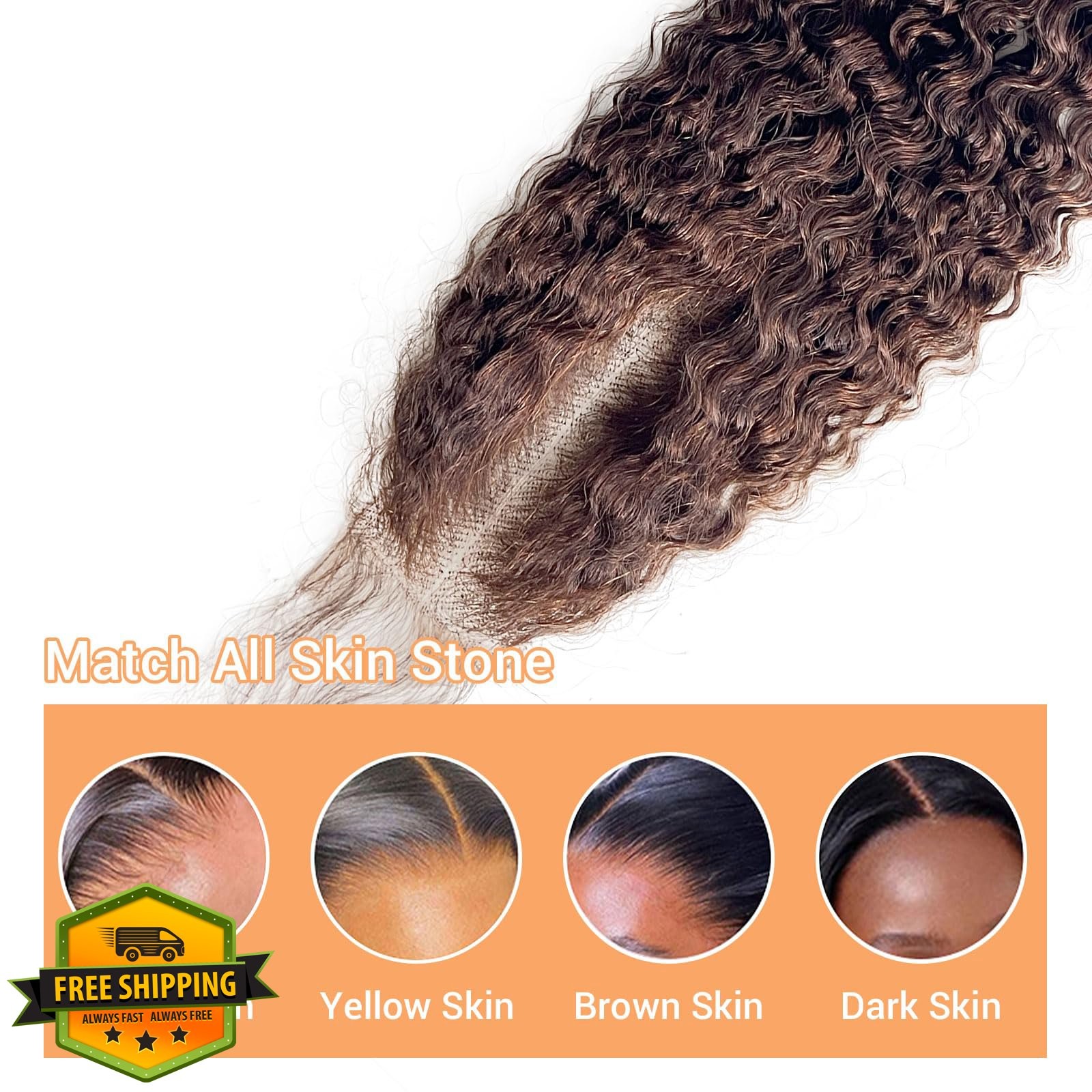 MOOTAFUL 4# Curly Closure 14 Inch 2×6 HD Lace